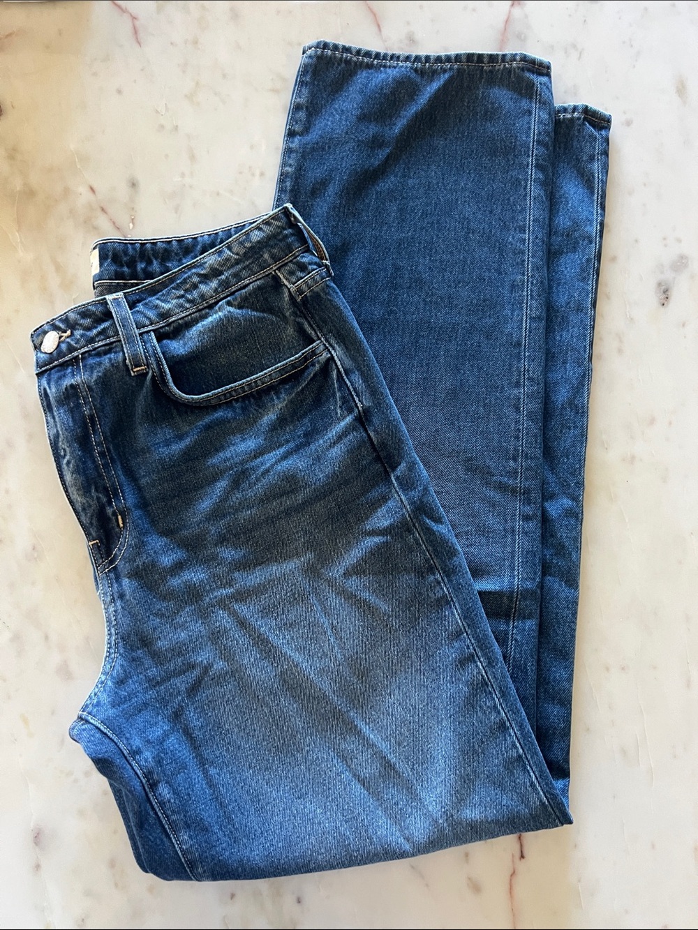 L'AGENCE Women’s Straight Jeans in Medium Blue Denim